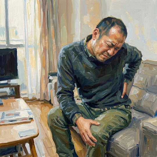 腰椎椎間板ヘルニアに苦しむ男性