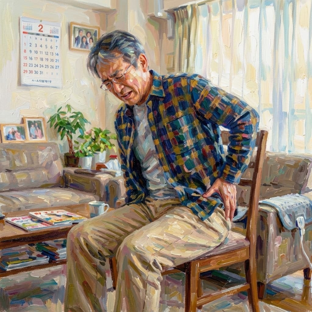 梨状筋症候群に苦しむ男性