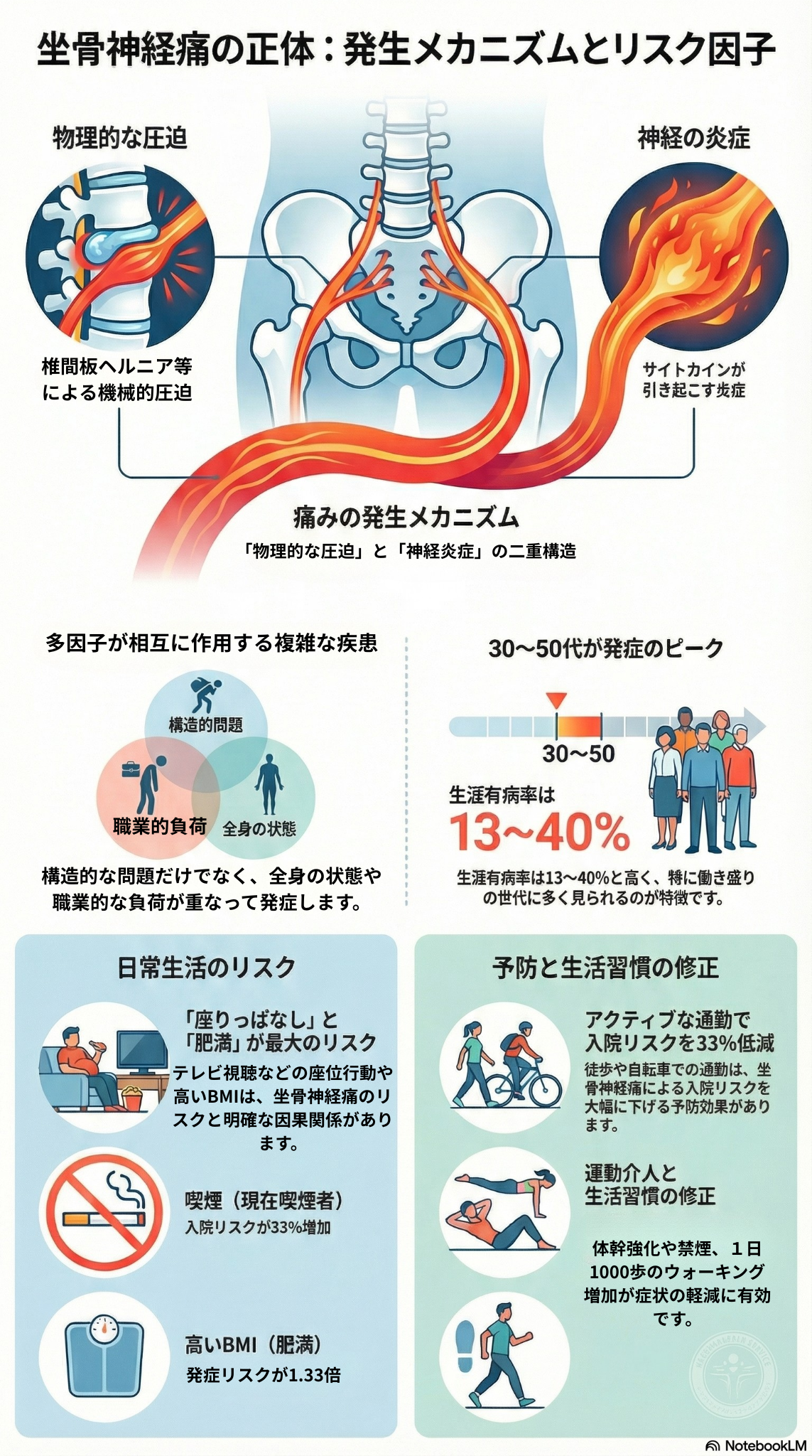 坐骨神経痛の正体：発生メカニズムとリスク因子