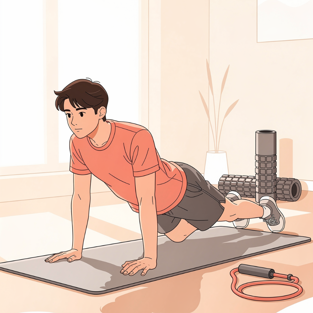 体幹トレーニングをする腰痛患者さん