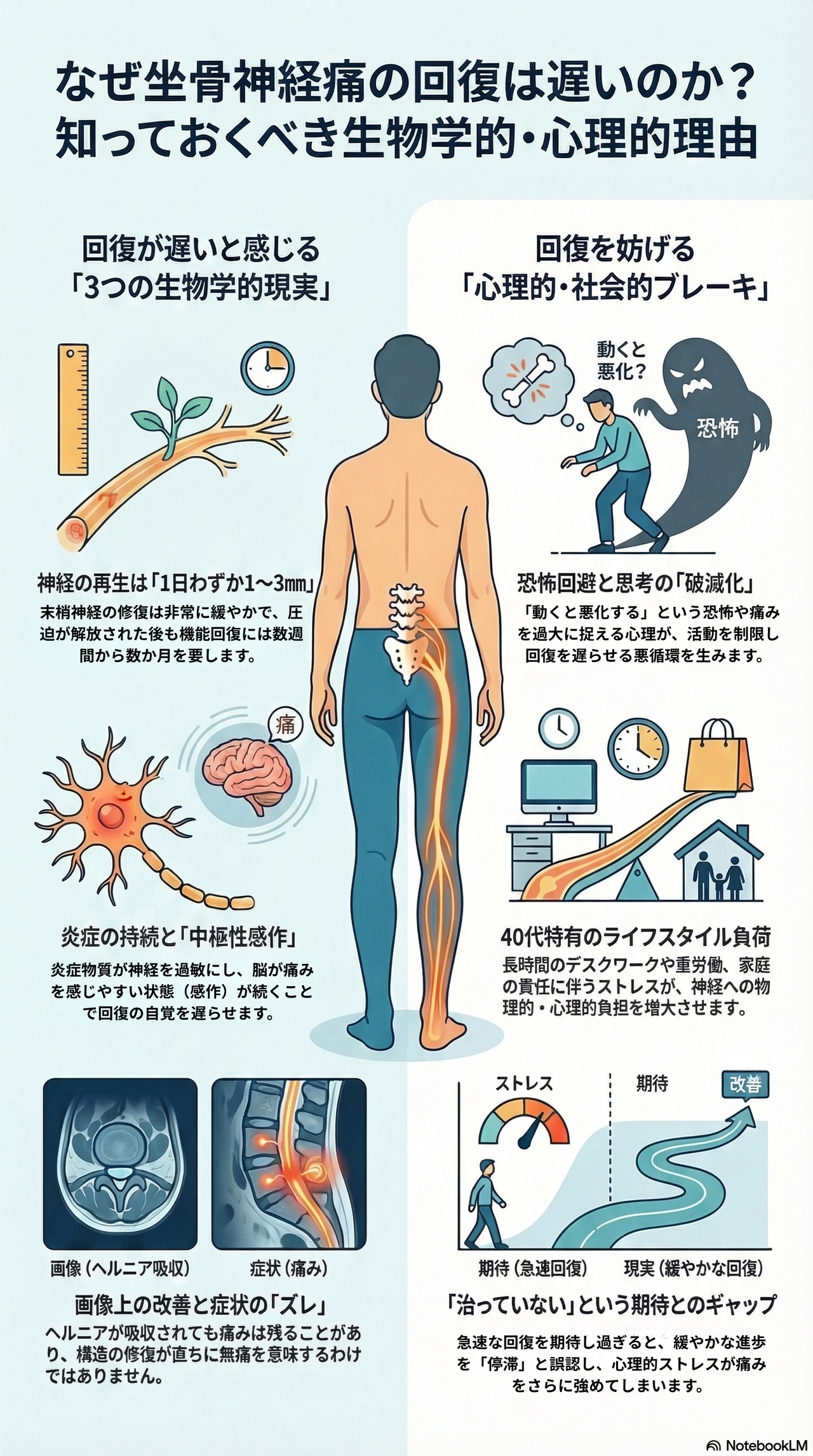40代の坐骨神経痛ガイド：治る気がしないわけ