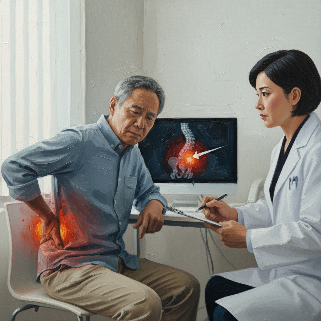 坐骨神経痛で再手術を検討している患者と医師