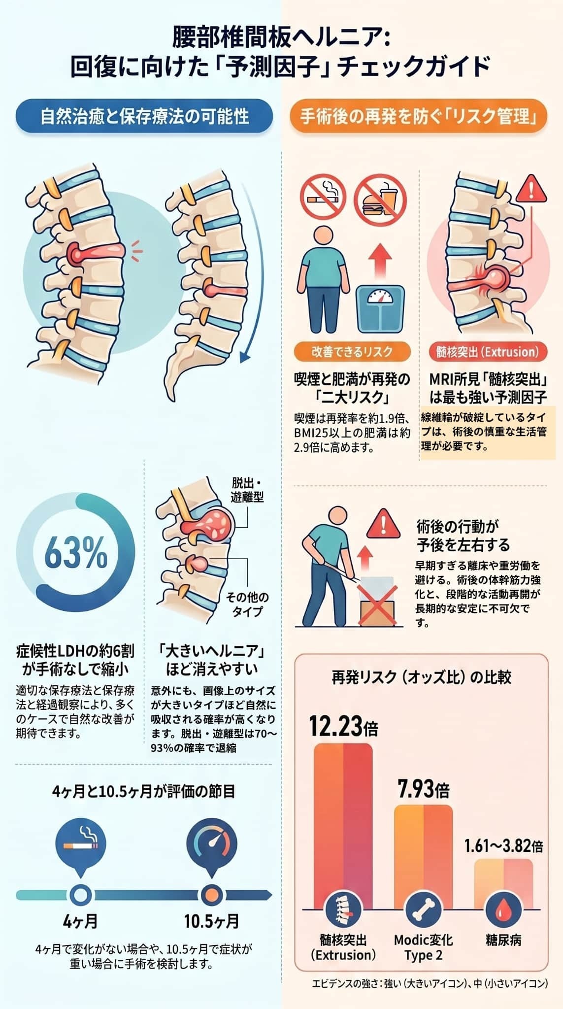 腰椎椎間板ヘルニア：回復に向けた予測因子