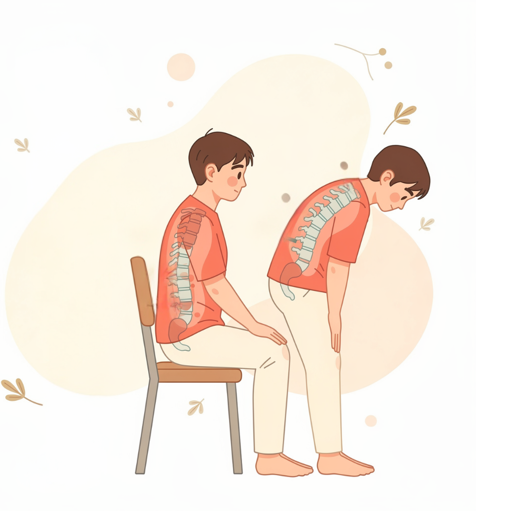 椅子から立ち上がる腰痛患者さん