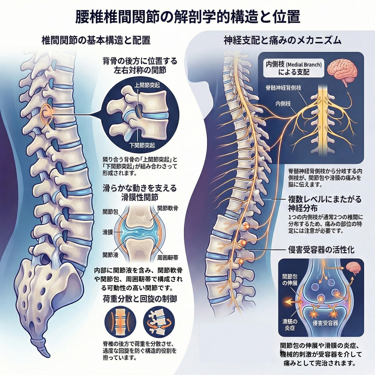 腰椎椎間関節の解剖図