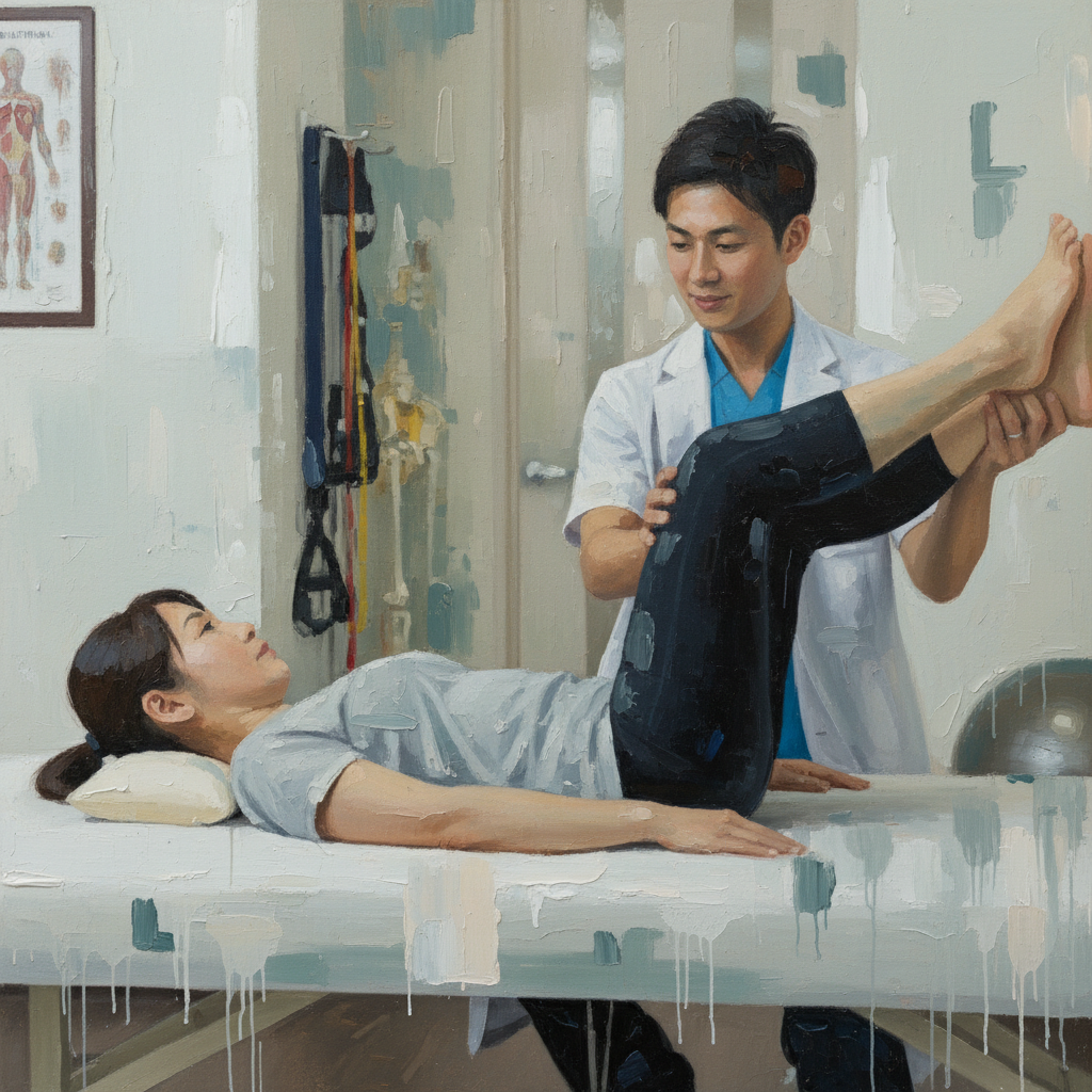 接骨院で運動療法に励む患者さん