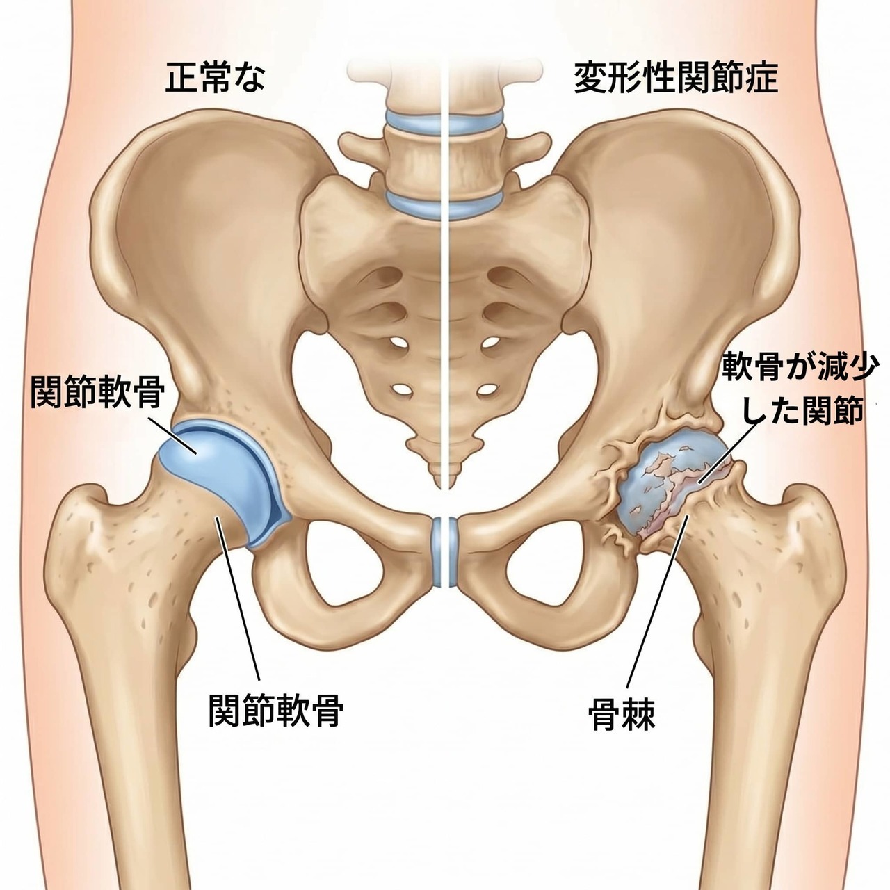 変形性股関節症のイメージ図