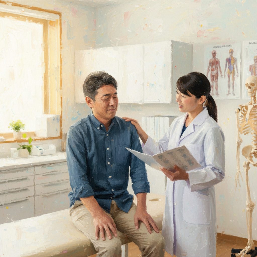 ヘルニアの患者さんが二子新地の接骨院で施術を受けている