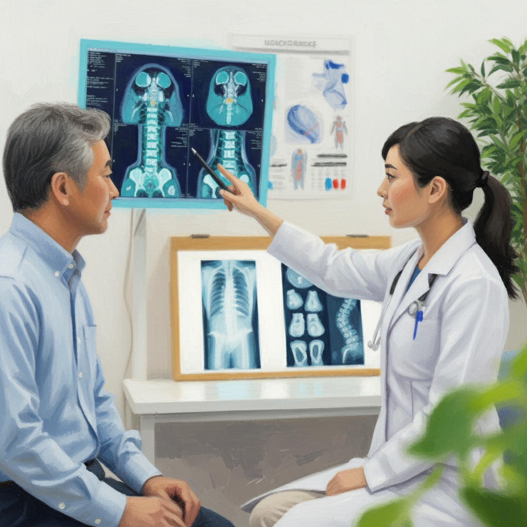 腰痛でMRI所見の説明を受ける患者さん