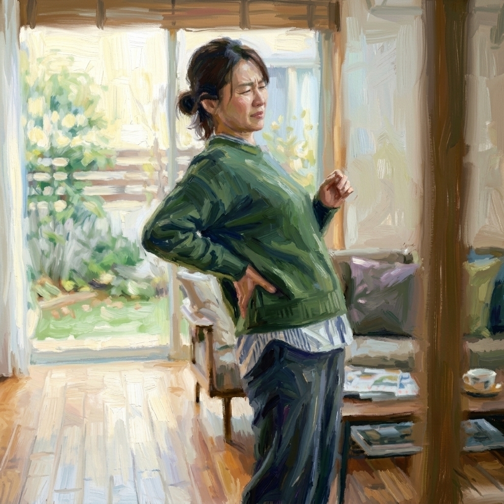 腰椎椎間関節症で腰を反ると痛む女性