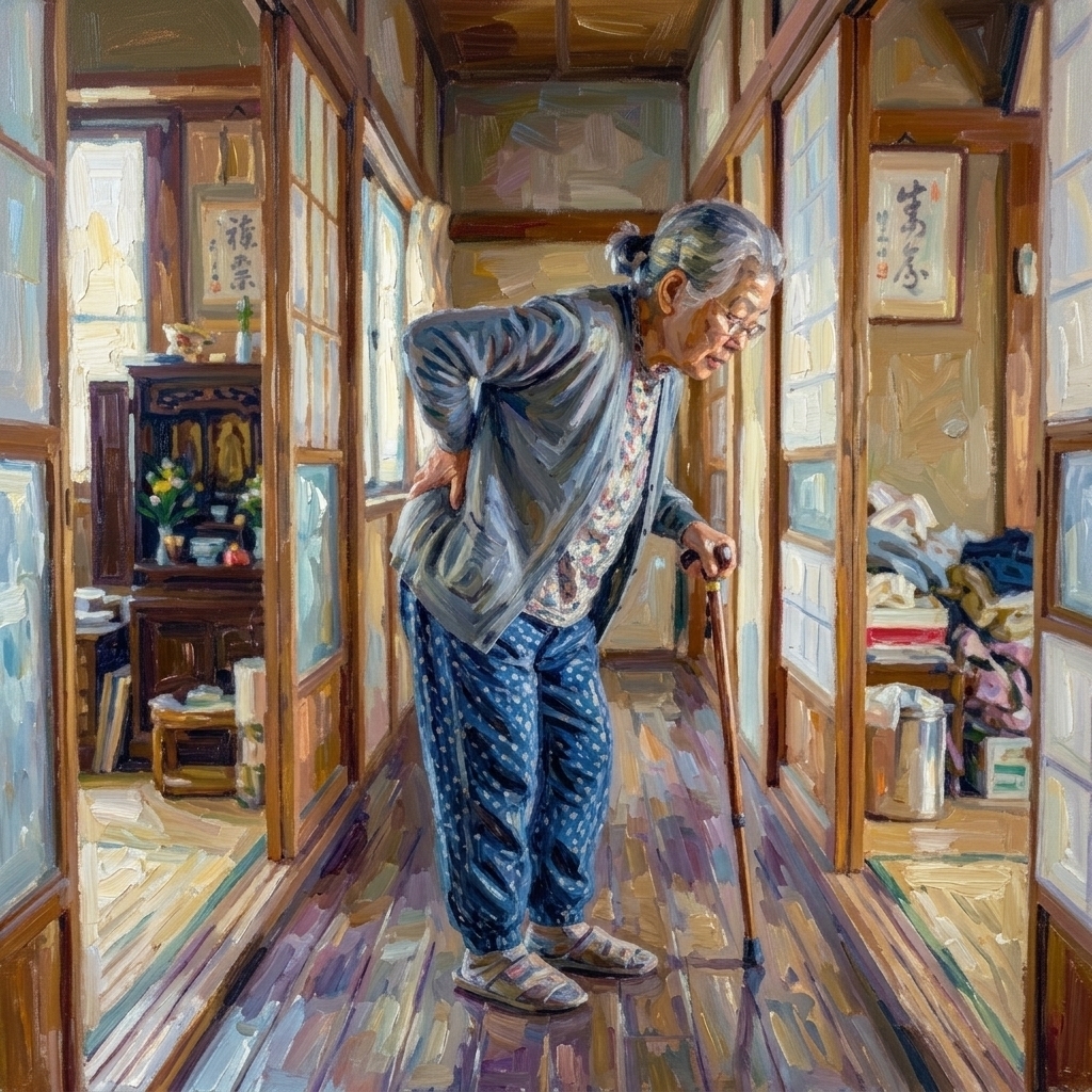 変形性腰椎症に苦しむ女性