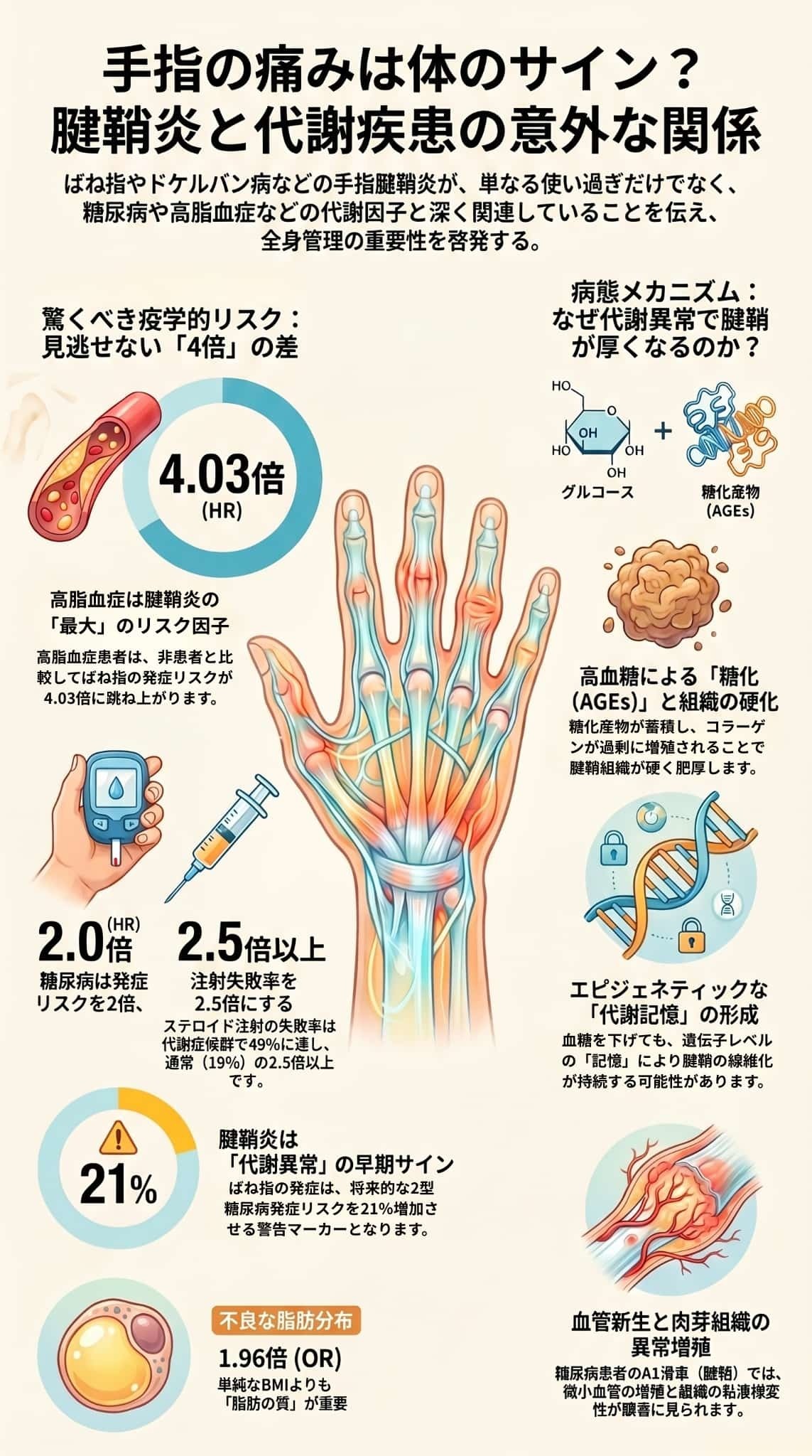手指の腱鞘炎と体組成・代謝の関係
