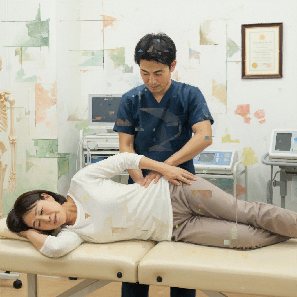接骨院で坐骨神経痛の施術を受ける患者さん