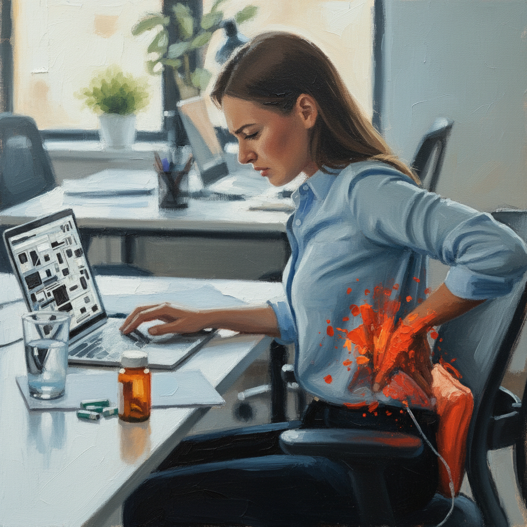 腰部椎間板ヘルニアで苦しみながら働く患者さん