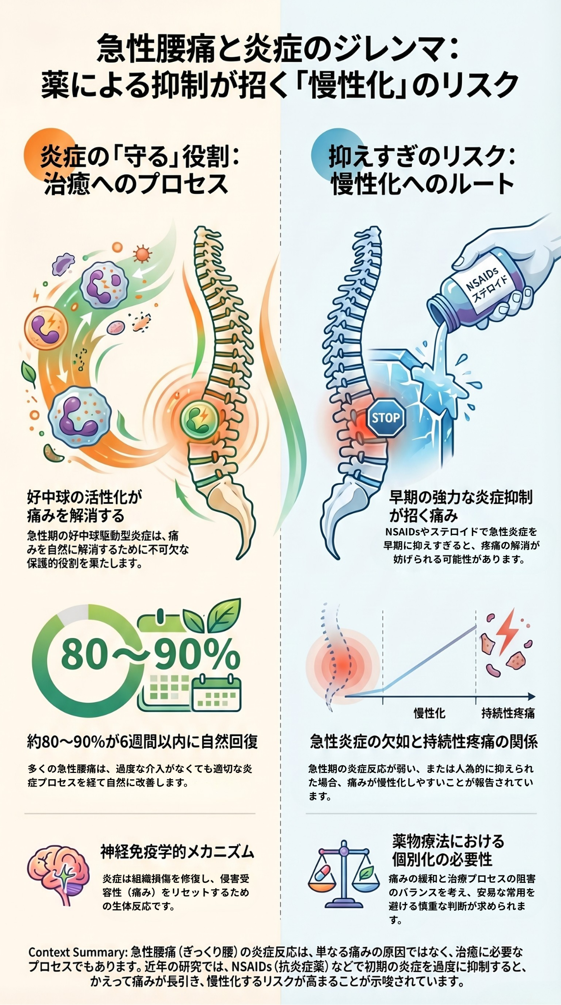 急性腰痛と炎症のジレンマ：薬による抑制が「慢性化」のリスク