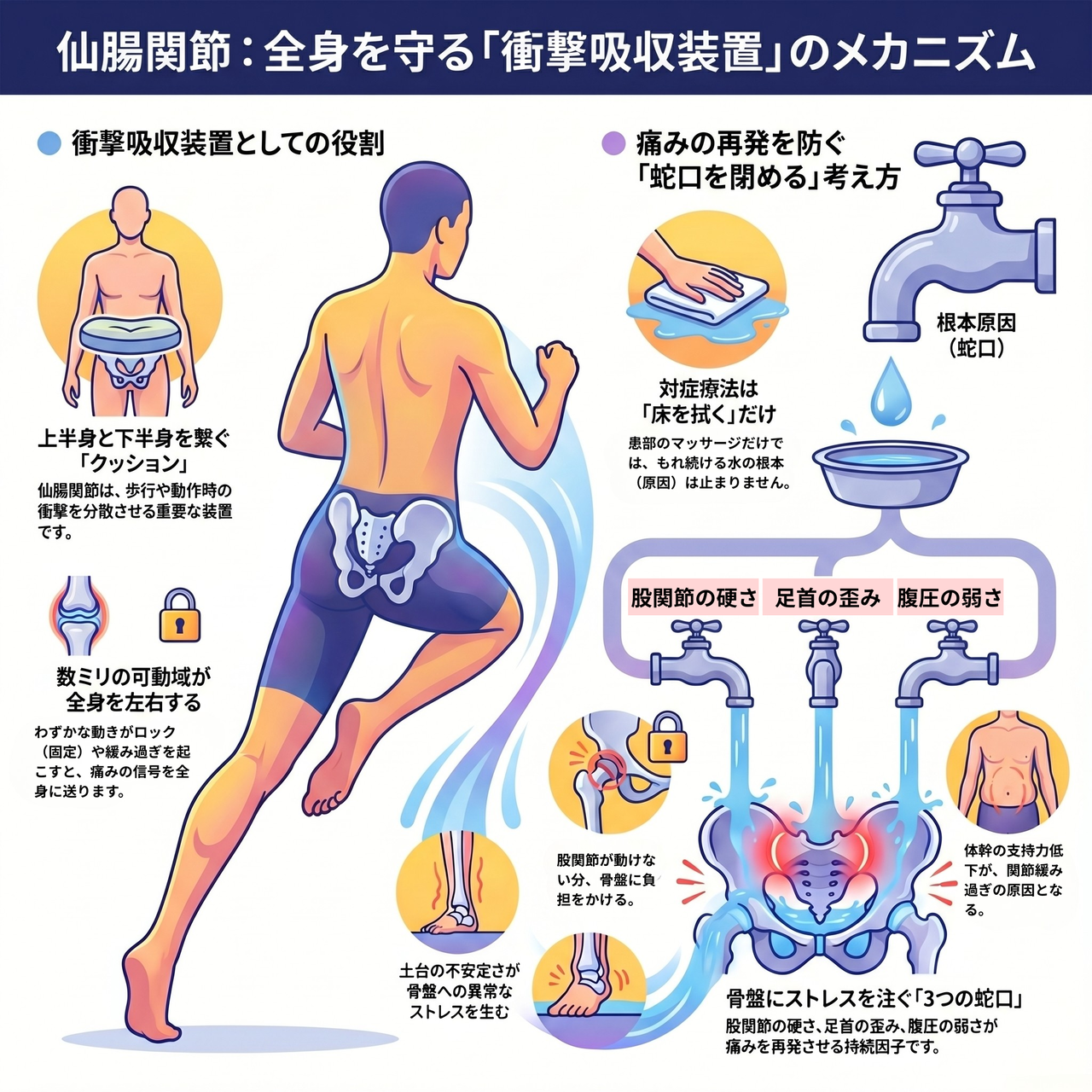 仙腸関節の衝撃吸収装置のメカニズム