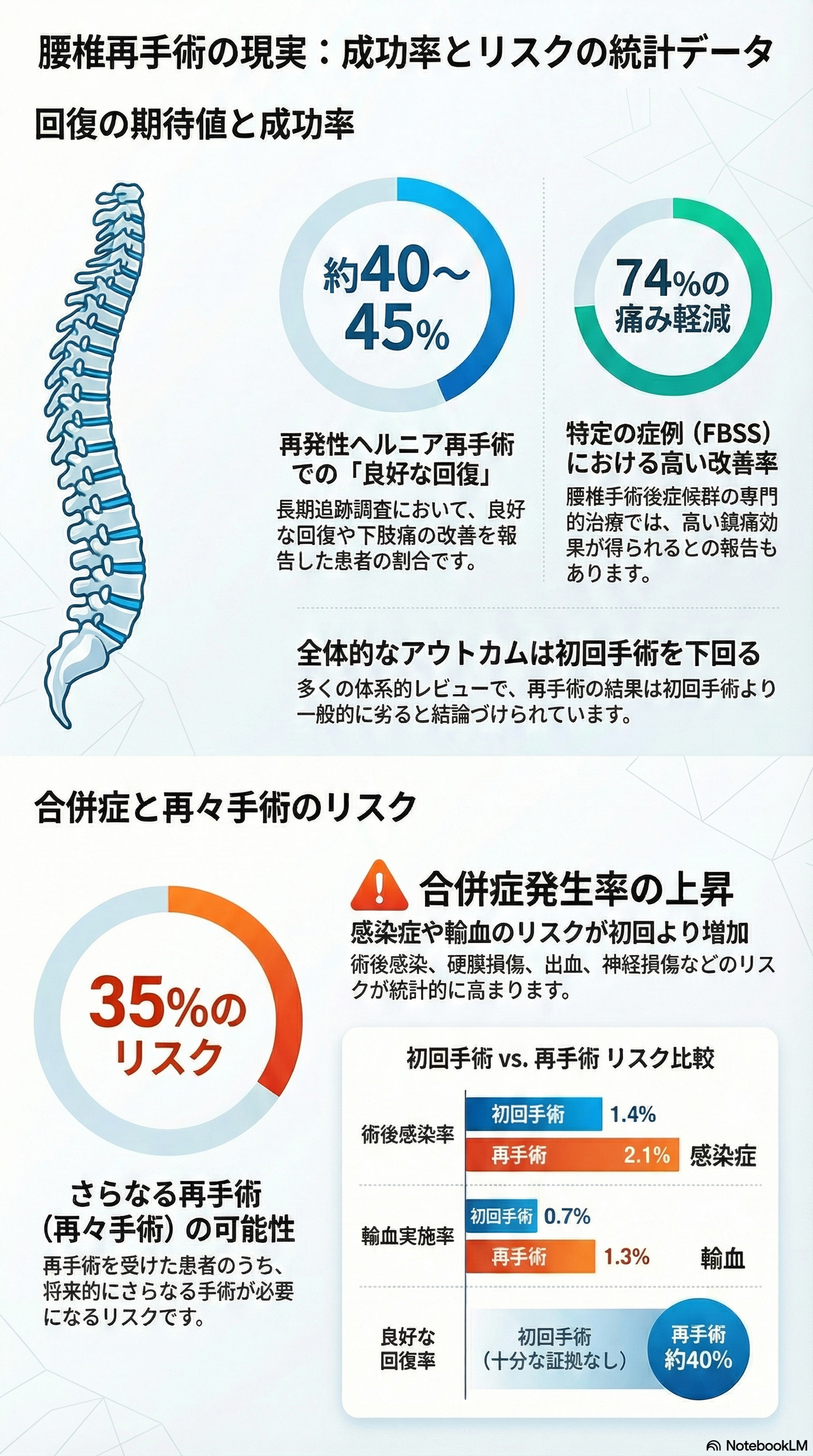 坐骨神経痛や椎間板ヘルニアに対する再手術（再発手術）の成功率とリスク