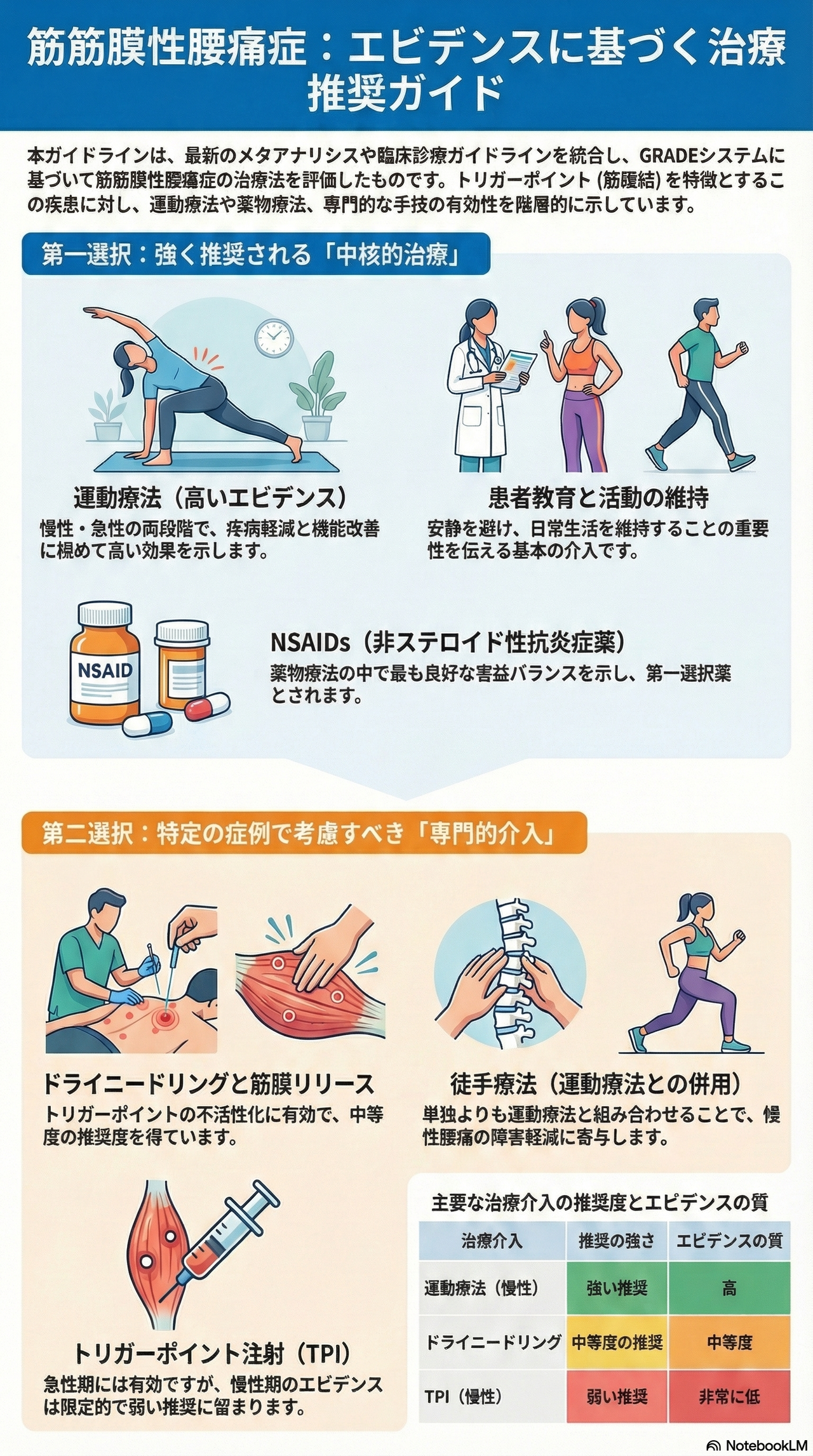 筋筋膜性腰痛のエビデンスに基づく推奨ガイド