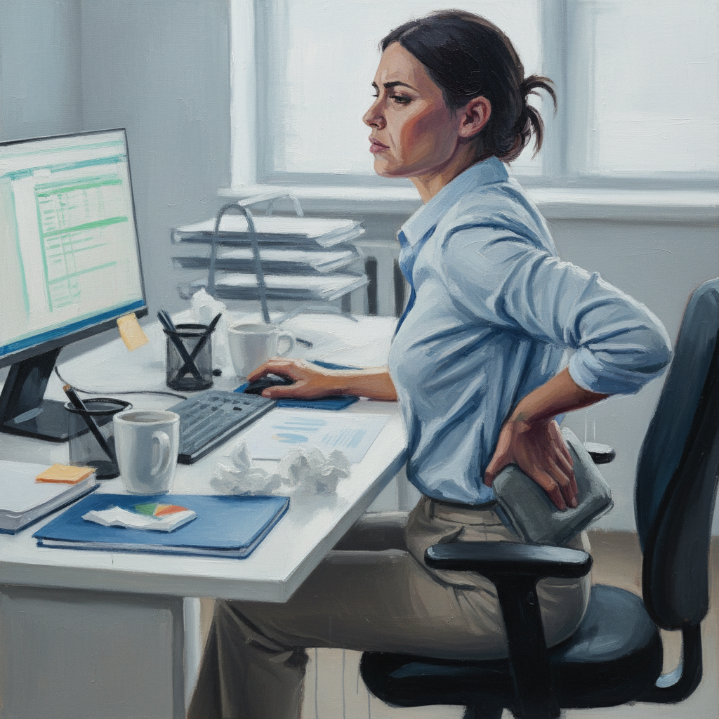 ぎっくり腰で辛い思いをしながら働く患者さん