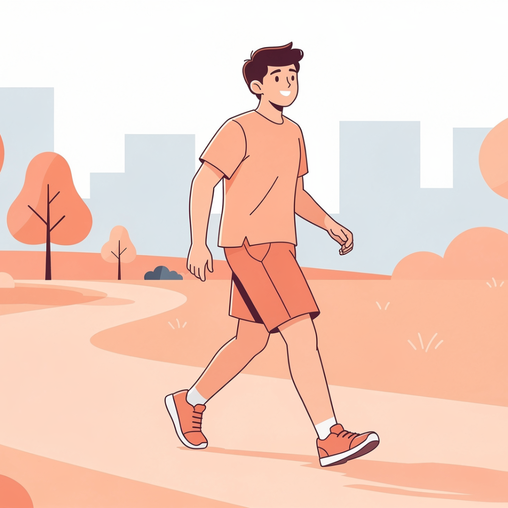 ウォーキングに励む坐骨神経痛患者さん