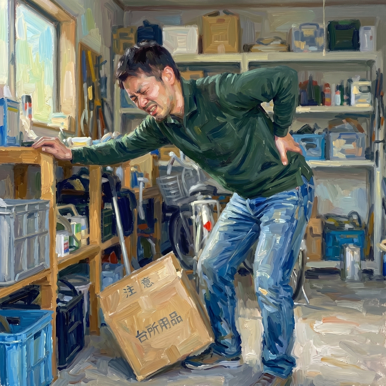 ぎっくり腰で苦しむ男性