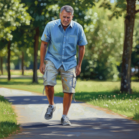 足底筋膜炎で歩くのが辛い男性