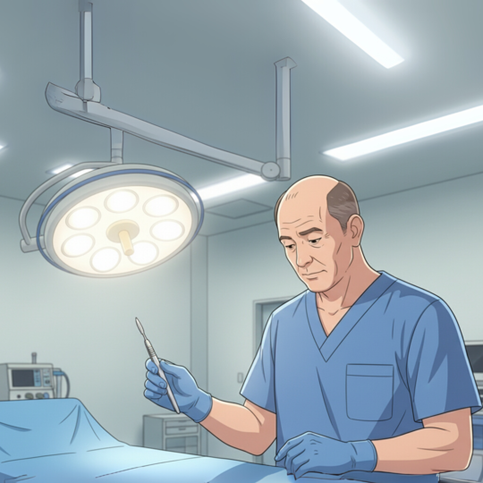 腰椎椎間板ヘルニアに執刀する医師