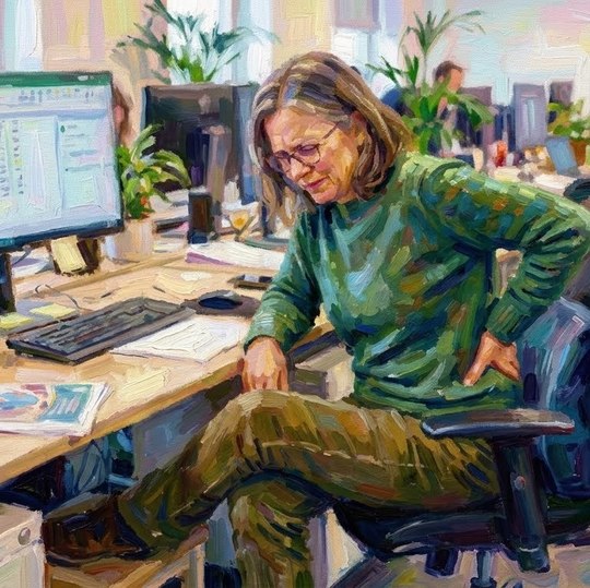 腰椎椎間板ヘルニアで苦しむ男性