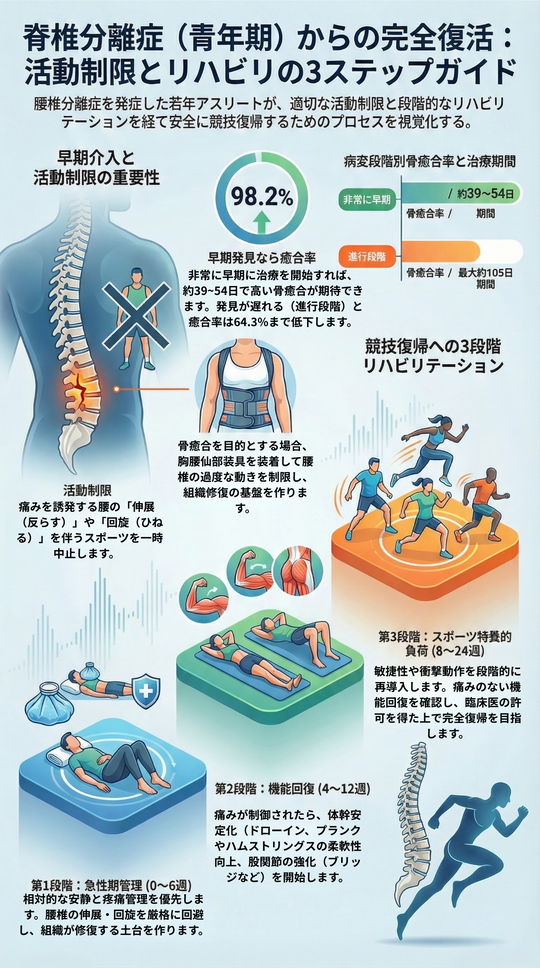 脊椎分離症（青年期）からの完全復活：活動制限とリハビリの3ステップ