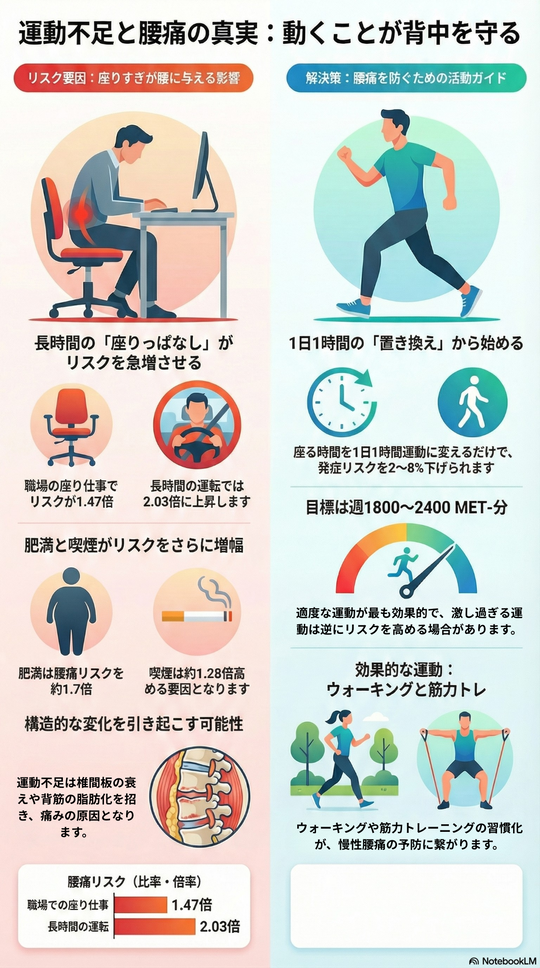 運動不足と腰痛の真実：動くことで背中を守る