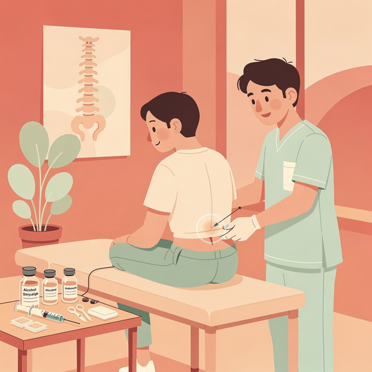 注射をうける坐骨神経痛患者さん