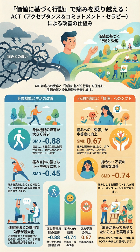 「価値に基づく行動」で痛みを乗り越える：ACT（アクセプタンス＆コミットメント・セラピー）による改善の仕組み