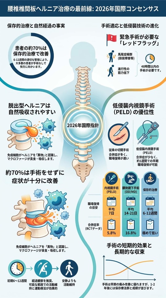 最新の腰椎椎間板ヘルニア診療における国際的なコンセンサス：2026年