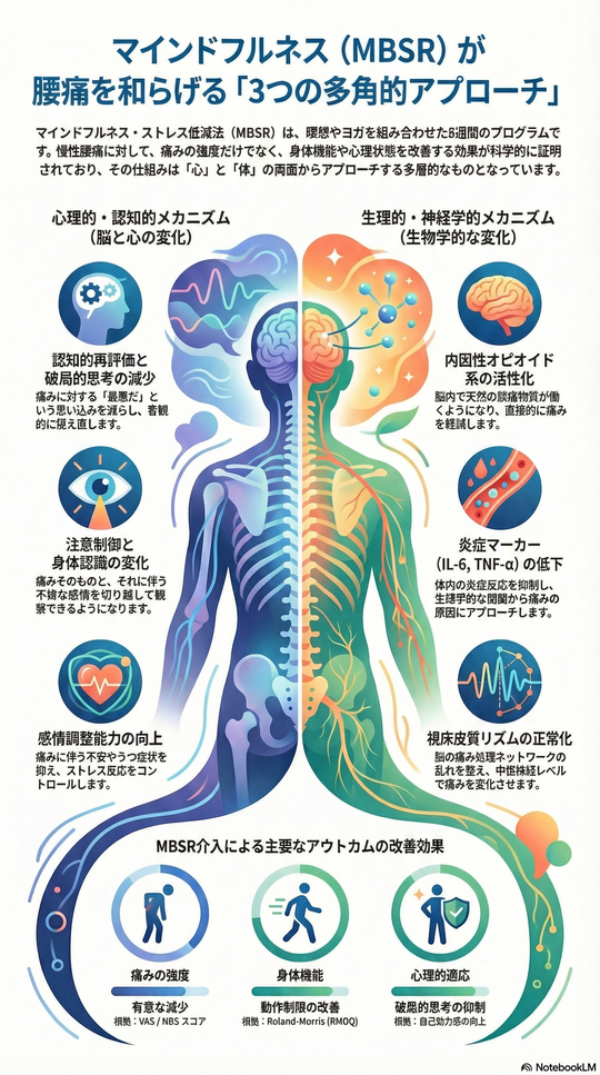 マインドフルネスストレス低減法が腰痛を和らげる「３つの多角的アプローチ」