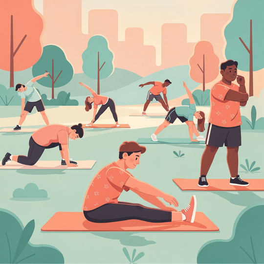 柔軟体操に励む人達