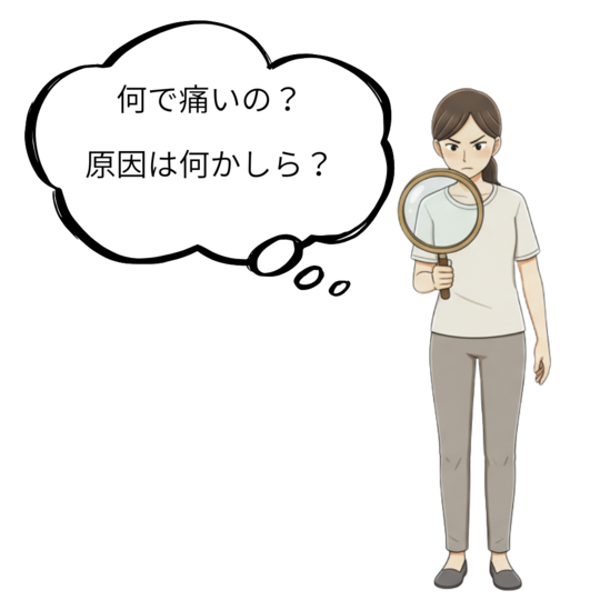 腰痛の原因を追究する患者