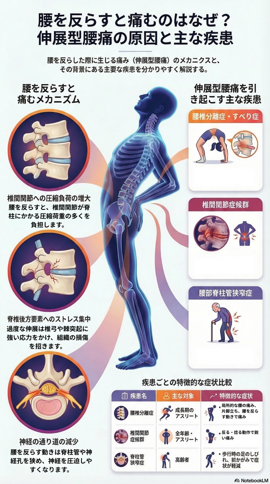 伸展型腰痛の生体力学的メカニズム