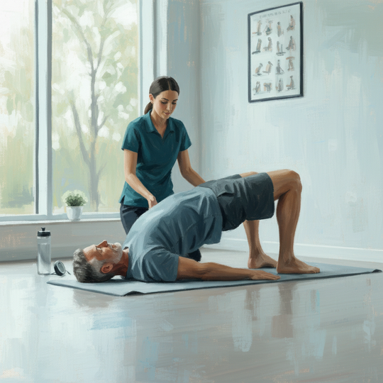 運動制御トレーニングを受ける慢性腰痛患者さん