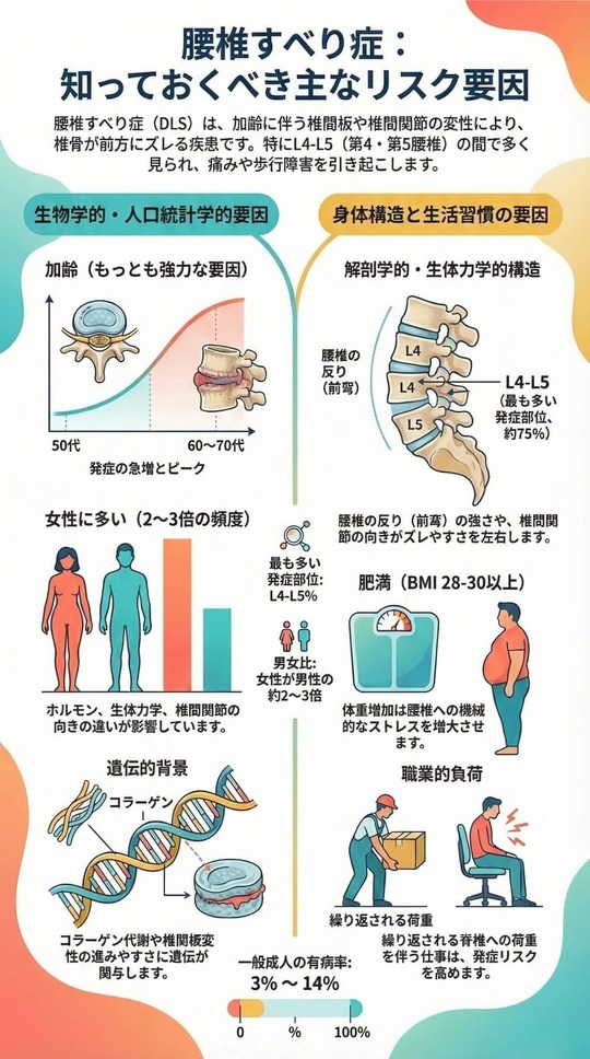 変性すべり症の主なリスク