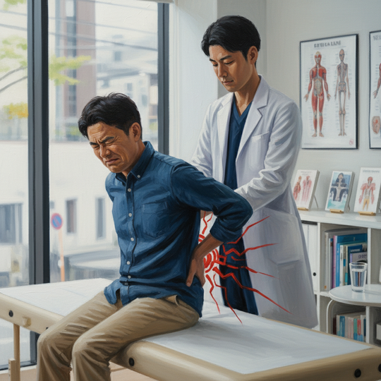 ヘルニアの患者さんが溝の口エリアの接骨院で施術を受けている