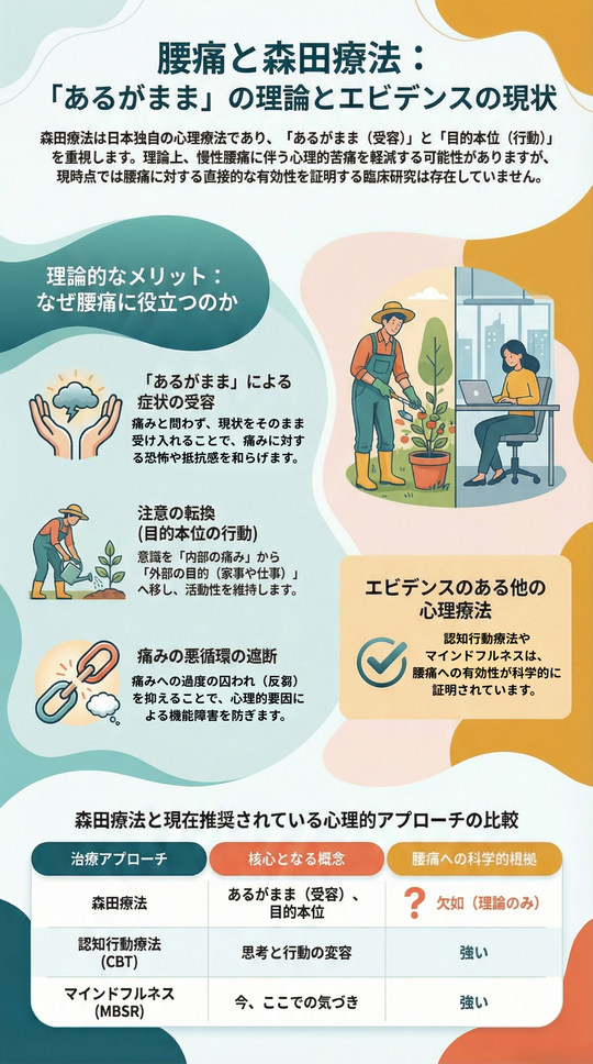 腰痛と森田療法：「あるがまま」の理論とエビデンスの現状