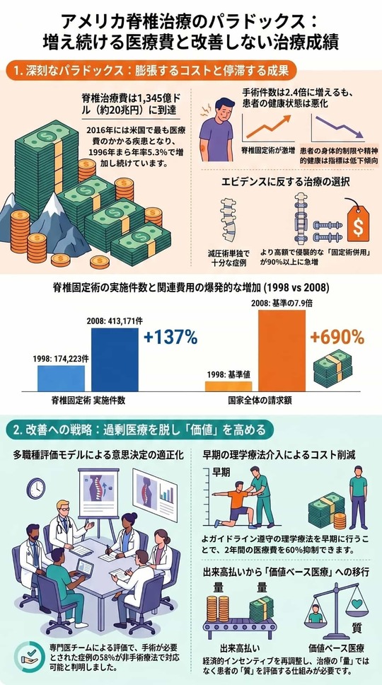 脊椎治療のパラドックス（医療費と治療成績）