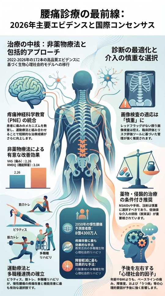 最新の腰痛診療における国際的なコンセンサス：まとめ - 高津区二子