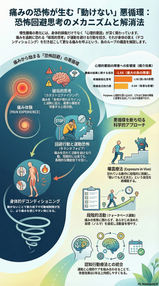 痛みの恐怖が生む「動けない」悪循環：恐怖回避思考のメカニズムと解消法
