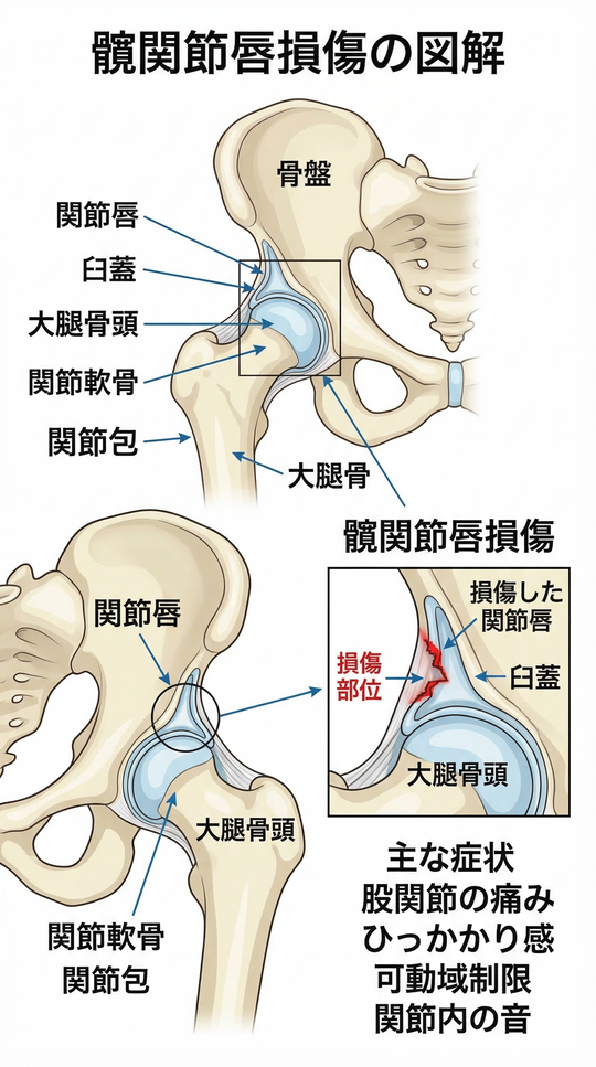 股関節の関節唇損傷の図