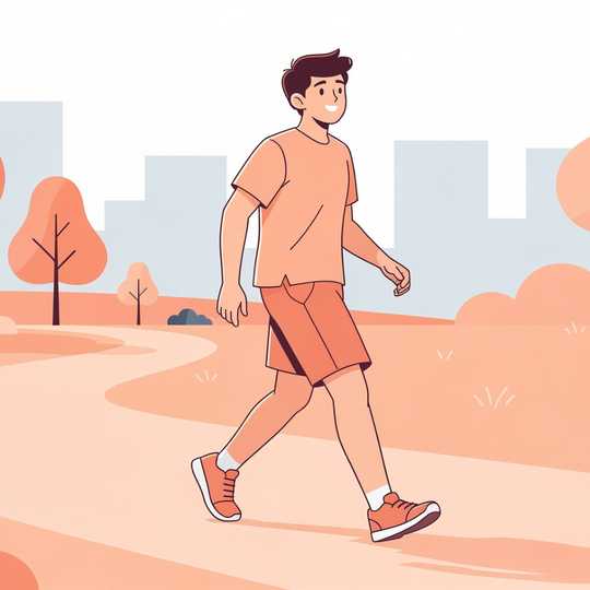 ウォーキングに励む坐骨神経痛患者さん