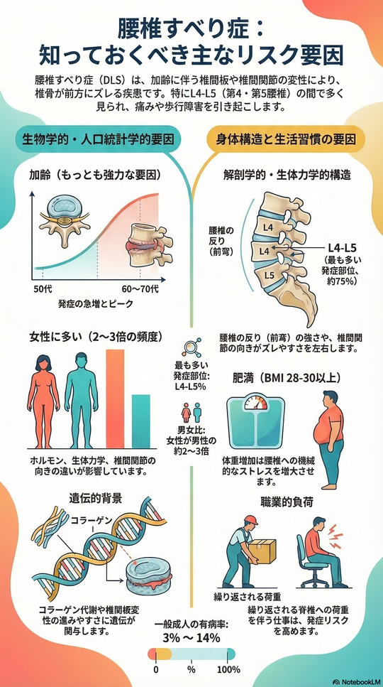 変性すべり症の主なリスク