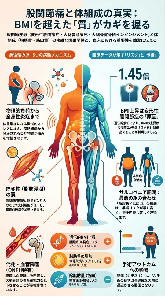 股関節痛の改善には体組成の評価と筋力強化