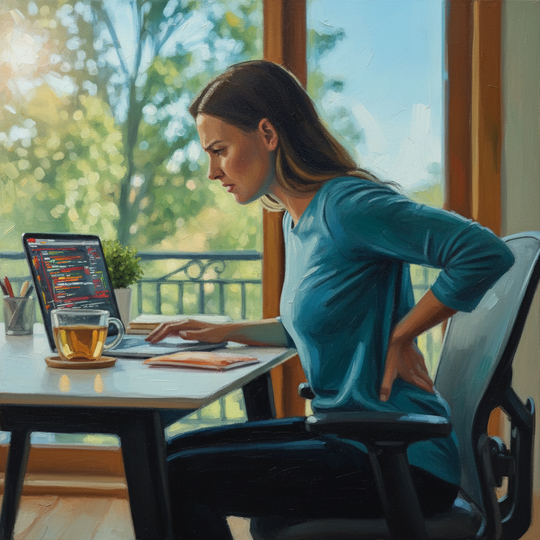 腰椎椎間板ヘルニアに苦しみながら歩く女性