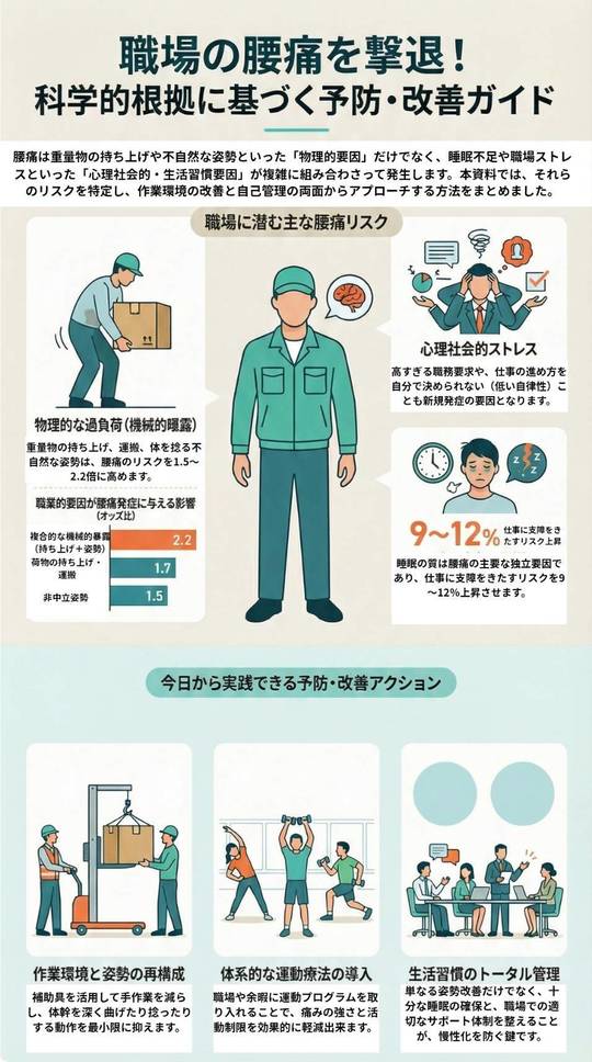職場の腰痛を撃退！科学的根拠に基づく予防・改善ガイド